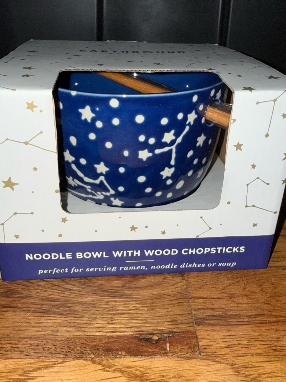 EARTHBOUND Blue Constellation Noodle Bowl with Wood Chopsticks